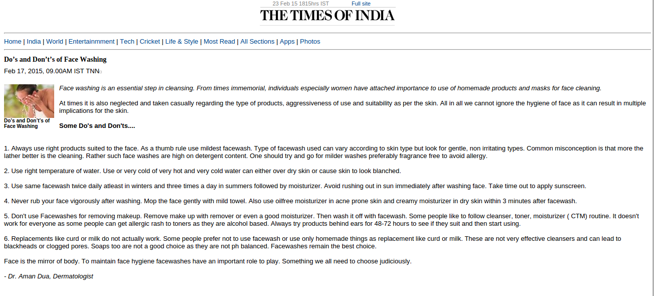 Do’s and Don’t’s of Face Washing